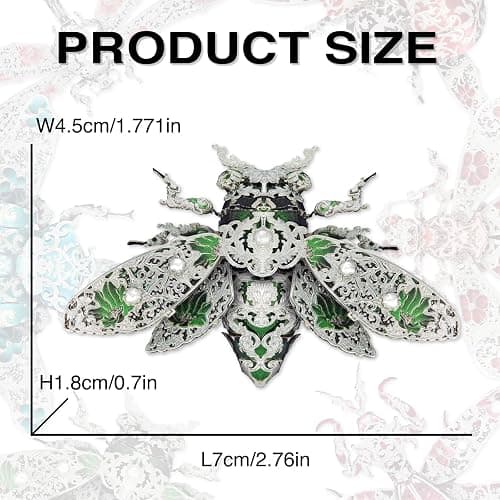 Piececool Metal 3D Puzzles for Adults, Cicada 3D Model Building Kits Insect Themed Animal Fashion Brooch Assembling DIY Crafts Creative Gifts thumbnail 3