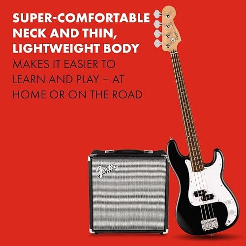 Fender Squier Debut Series Precision Bass Guitar, Beginner Guitar, with 2-Year Warranty, Includes Free Lessons, Black with Matte Finish - Guitar Only - Black thumbnail 3