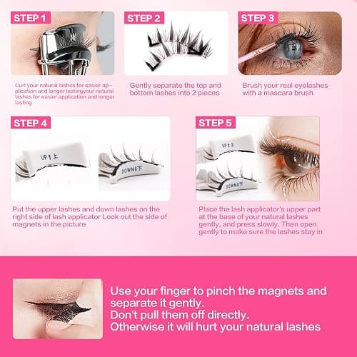 Reusable Magnetic Lashes Natural Look Magnetic Eyelashes without Eyeliner No Glue Needed False Eyelashes Magnetic Lashes Kit with Applicator thumbnail 6