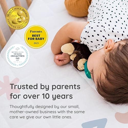 Margaux & May Crib Mattress Protector, 2 Pack – 100% Waterproof Baby Crib Mattress Protector Pad, Highly Absorbent Quilted Cover, Oeko-TEX® Certified, Noiseless, Fitted 28" x 52" Standard Crib Fit thumbnail 2