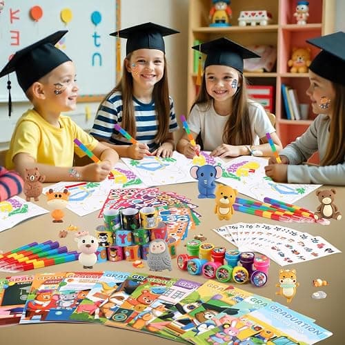 BenLouis 192 Pcs Graduation Party Favors for Kids Preschool Kindergarten Classroom Gifts Prize Coloring Books Set Bulk for Students Congrats Grad Goodie Bags Stuffers（Graduation Animals） thumbnail 5