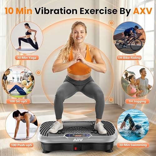 AXV Vibration Plate Fitness Platform Exercise Machine Vibrating Shaking Full Body Shaker Workout Vibrate Stand Shake Board Sport Gym for Weight Loss Fat Burner for Women Men thumbnail 2