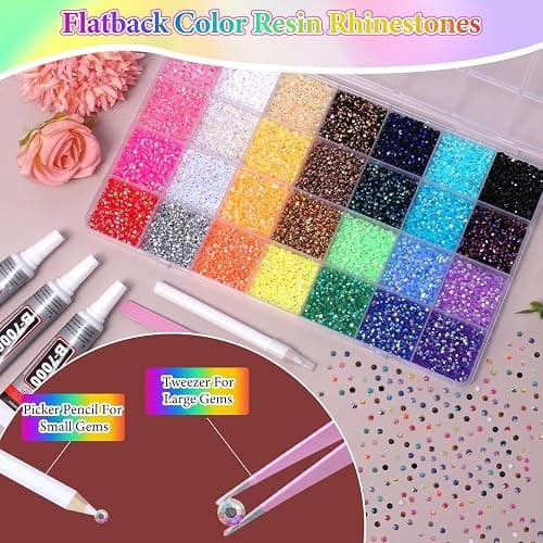 32000Pcs Rhinestones Bedazzling Kit with Tools, 3mm Color Resin Rhinestones for Bedazzling, Flatback Resin Gems for Crafts, Bedazzler Kit for Clothing Shoes DIY Face Makeup Tumblers thumbnail 5