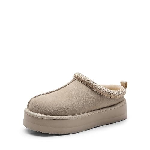 DREAM PAIRS Women's Platform Slippers Genuine Suede Slip-on Warm FuzzyEasy Autumn Winter Fluffy Comfy Furry Shoes for Outdoor Indoor - Image 1