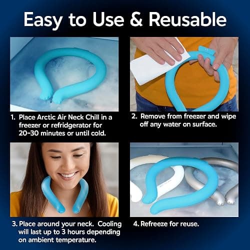 Arctic Air Neck Chill, Neck Cooling Tube, Hands Free Cooling, Quick Freeze Gel, Wearable Body Coolers for Hot Weather, Reusable, Adjustable Fit, 3 Pack thumbnail 5