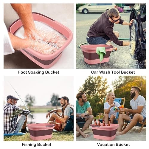 Foot Bath Collapsible Foot Soak Tub,Beinilai Collapsible Foot Bath Basin,Multifunction Plastic Basin with Handles,Foot Tub for Soaking Feet-Pink thumbnail 5