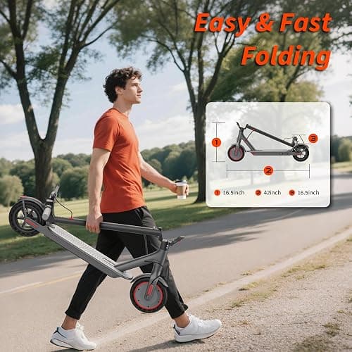 VOLPAM Electric Scooter, 350W/500W/800W/1000W/250W Powerful Motor & 19/22/ 9 MPH Top Speed, 16-28-10 Miles Long Range, Folding E Scooter Choice thumbnail 8