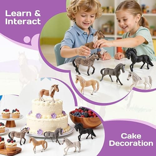 THINKBAY 6PCS 6 Inch Large Horse Figurines - Solid Farm Animal Toys | Realistic Farm Animals, Horse Figurines, Learning Toys for Toddlers, Party Favors, Birthday Gift, Cake Toppers, Gift for Kids thumbnail 5