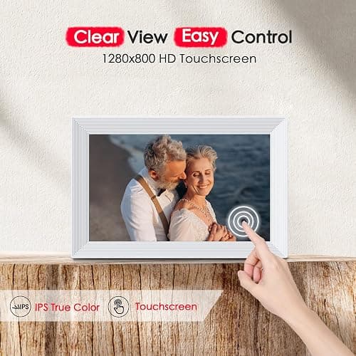 Digital Picture Frame, 10.1 inch Frameo Digital Frame WiFi, 1280 * 800 IPS HD Touchscreen, 32GB Storage, Instant Share Pictures Video, Smart Photo Frame Electronic, Gifts for Mom, House Warming thumbnail 3