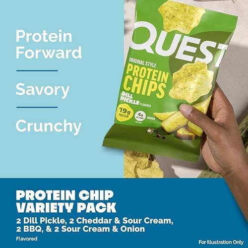 Quest Nutrition Protein Chips Variety Pack, Dill Pickle, BBQ, Cheddar & Sour Cream, Sour Cream & Onion, High Protein, Low Carb, Gluten Free 1.1 oz (Pack of 8) thumbnail 6