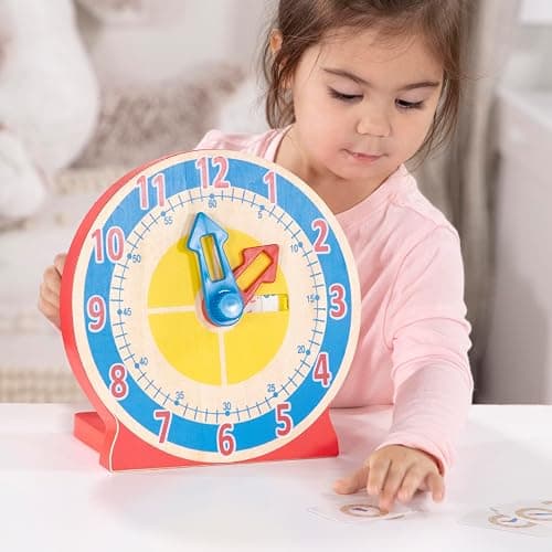 Melissa & Doug Turn & Tell Wooden Clock - Educational Toy with 12+ Reversible Time Cards thumbnail 7