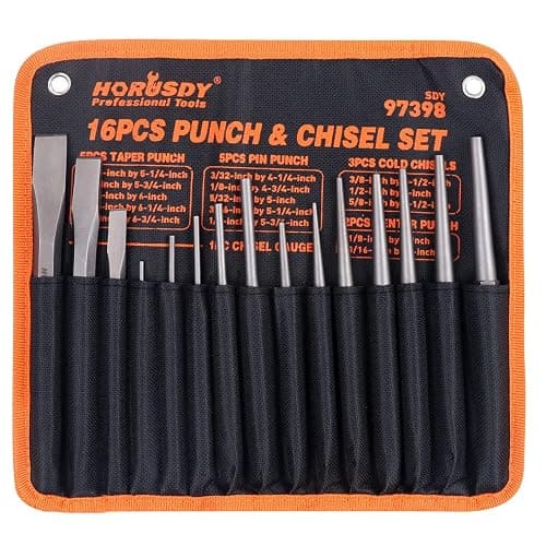 HORUSDY 16-Piece Punch and Chisel Set, Including Taper Punch, Cold Chisels, Pin Punch, Center Punch - Image 1