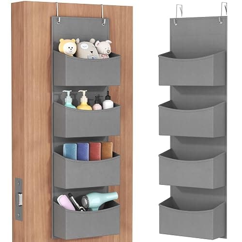 Lifewit Over the Door Organizer, Wardrobe Storage Organiser with Adjustable Metal Hangers, hanging shelves Behind Door for Bedroom, Bathroom, Pantry, Nursery, Kitchen, Dorm, 4 Shelf,Grey - Image 1