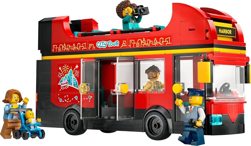 LEGO City Doppeldeckerbus, Doppeldecker Spielzeug-Bus, Fahrzeug-Spielset für Mädchen und Jungen ab 7 Jahren, enthält 5 Figuren, darunter auch EIN Baby im Kinderwagen 60407 thumbnail 11