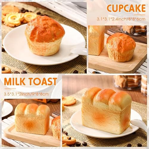 Foilswirl 5 Pcs Bread Stress Toy Soft Toast Breads Shape Toy Slow Rising Balls for Kids Adult Anxiety Stress Relief Funny Birthday Gifts Classroom Prizes Office Desk Decor(Bread Style 2) thumbnail 5
