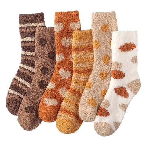 Plush Slipper Socks Women - Colorful Warm Fuzzy Crew Socks Cozy Soft for Winter Indoor - Image 1