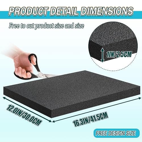 4 PCS Black Foam Padding- 16x12x1 Inch Polyurethane High Density Foam Cuttable Black Sheet Pad Cushioning Inserts for Packing Cases and Crafts thumbnail 2