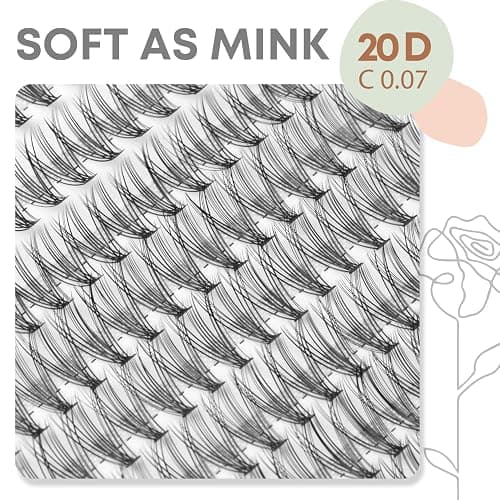 WONSIS Lash Clusters, Individual Lashes, 240 Pcs 20D Individual Lash Extensions, Volume Soft Lightweight Reusable DIY Eyelash Extensions, Thickness 0.07mm C Curl False Eyelashes 8/9/10/11/12mm thumbnail 2
