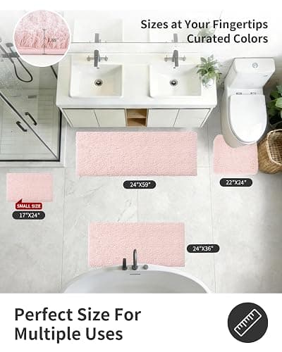 ILANGO Pink Bathroom Rugs 24" × 17" Non Slip & Super Absorbent Extra Thick Soft, Washable Bath Mat for Floor, Non Shedding Microfiber Plush Holiday Bath Rug with Rubber for Shower Sink thumbnail 2