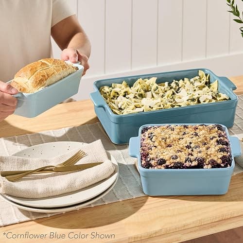 Best Choice Products 3-Piece Ceramic Bakeware Set, Stoneware Baking Dishes, Porcelain Casserole Bakeware Dishes, Serving Dishes - 9x12 Casserole, Loaf Pan, 8x8 Baking Dish - Black Licorice thumbnail 6