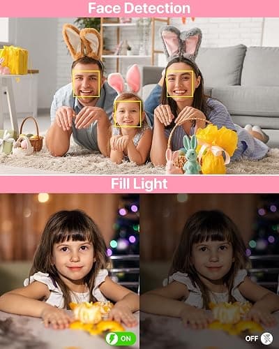 Digital Camera 1080P, 44MP FHD Compact Digital Camera, 16X Digital Zoom Portable Photo Camera with 2.4" LCD Screen, 1 Battery, Vlogging Camera for Kids, Beginners, Teens, Students-Pink (No SD Card) thumbnail 3