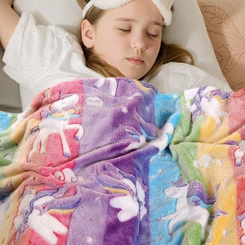 LIFEYJ Glow in The Dark Blanket Unicorns Gifts for Girls,Soft Blanket 3 4 5 6 7 8 9 10 Year Old Girl Gifts,Toddler Girls Toys Age 6-8,Gifts for Grandkids Teens for Christmas Birthday Presents,50"x60" thumbnail 7