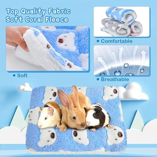 Jetec 3 Pcs Guinea Pig Beds, Fleece Small Animal Mats, Bear, Light Pink | 10 x 11 in Soft Double Sided Fleece Pad for Rabbit, Hamster, Chinchilla, Rat, Warm Hideout, Cozy Small Animal Cage Bed thumbnail 3