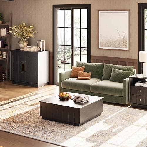 FORTUNETEC Sideboard Buffet Cabinet with Storage, Modern Accent Cabinet with Arched Doors & Shelf, 31.5" Modular Media Console, Minimalist Credenza for Living Room Kitchen Dining Room Entryway, Black thumbnail 9