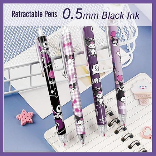 GFDSJKLCTH Cute Stationery Gift Set Kawaii Back to School Including Notebook Pencil Cas Ballpoint Pen ID Badge Holder Stickers Key Chain Bookmark （purper） thumbnail 6