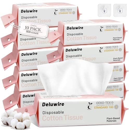 800 Count Disposable Face Towels, Soft & Skin Friendly Face Towelettes Disposable, Facial Tissue Dry Wipes for Women Cleansing - Image 1