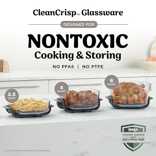 Ninja Crispi Pro 6-in-1 Glass Air Fryer | 6qt & 2.5qt Glass Containers with Storage Lids | Non-Toxic | Meal Prep, Microwave, Freezer & Dishwasher Safe | Air Fry, Bake & More | Bone | AS101CLG thumbnail 6