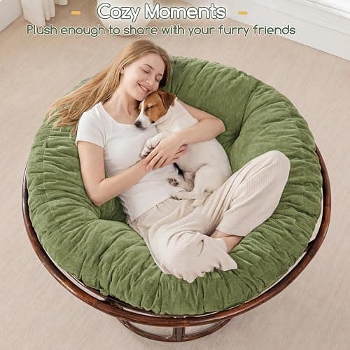 HIGOGOGO Papasan Chair Cushion with Thick Corduroy Cover (Without Chair), Soft Supportive Cushion, Green, 48 x 48 Inch thumbnail 10