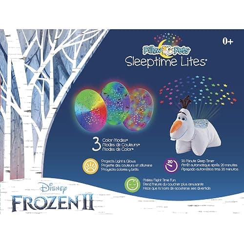Pillow Pets Disney Frozen Olaf, 11" Sleeptime Lite | Snuggle Buddy and Night Light in One, Projects Rainbow Stars, 3 Color Modes, 20-Minute Auto-Off Timer thumbnail 6