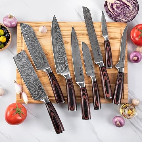 17-Piece Master Chef Knife Block Set – Damascus Steel & Acacia Wood Block thumbnail 4