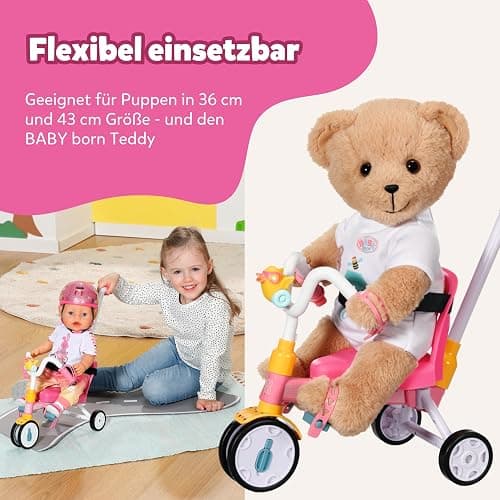 BABY Born Dreirad mit Lenkstange - Trike mit funktionsfähigen Rädern & Sicherheitsgurt - Puppenzubehör für alle Puppen der Größe 36 cm & 43 cm - Geeignet für Kinder ab 3 Jahren thumbnail 6