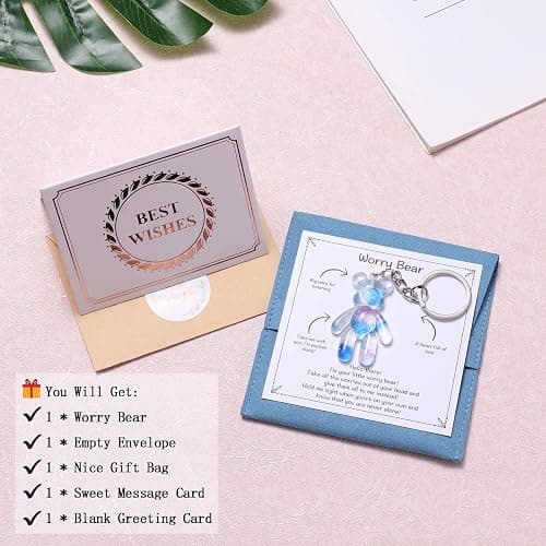 Aesnefe Pocket Worry Bear Hug, Anxiety Relief Keepsake, Mental Health Encouragement Gift, Emotional Support Token, Stress Comfort Gift for Teens & Adults, Light Blue thumbnail 6