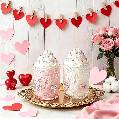 YinNorth 2 Pcs Bow Icon Juice Glass 14oz Coquette Pink White Bow Drinking Cocktails Glasses Cute Stemless Wine Glasses Handblown Old Fashioned Cups Best Gift for Her Mom Sister Friend Birthday Party thumbnail 6