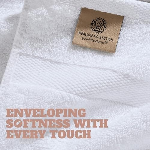 Wealuxe White Bath Towels 24x50 Inch, 6 Pack - Extra Absorbent Cotton Towel Set for Bathroom | White, 24x50 Inch, Cotton, Towel Set, for Bathroom, Hotel, Gym, Spa, 6 Pack thumbnail 3