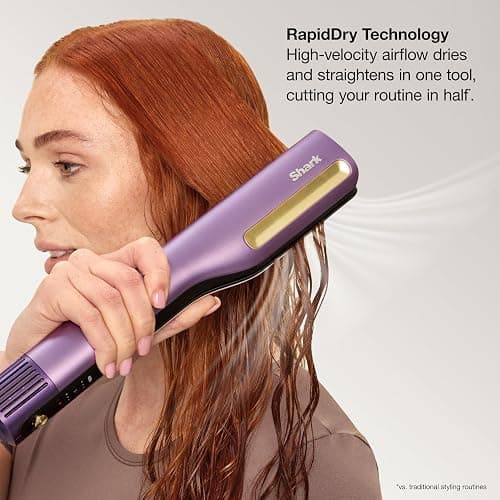 Shark SilkiPro™ Straight | Wet-to-Dry Hair Straightener + Rapid Blow Dryer | 3 Interchangeable Combs | Ultra-Fast Drying | No Heat Damage | for All Hair Types | Rose Petal | HT400PK thumbnail 7