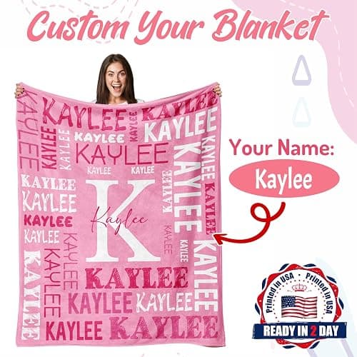 Titonmiz Custom Name Blanket, Personalized Blankets and Throws with Name for Teen Girls Boys, Customized Flannel Blankets Gifts for Girls Kids Adult Birthday Christmas, Ships Next Day thumbnail 2