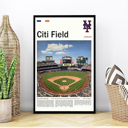 CitiFieldew Stadium Poster (L24 xW16 Canvas) New York Ballpark Wall Art Print, Mets Retro Sports Poster, Gift for Baseball Fans Supporters thumbnail 7