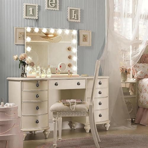 Ratsamee Hollywood Vanity Mirror with Lights, 15 Dimmable Bulbs, 3 Color Lights,Make Up Lighted Mirror, Aluminum Metal Frame, USB Charging Port（23" x 18"） thumbnail 3