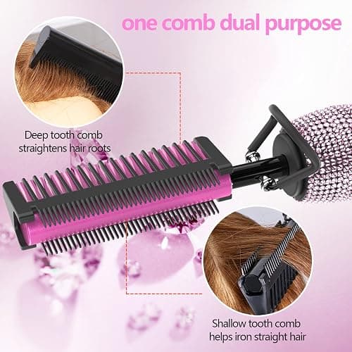 Dan Technology 500℉ Hot Comb for Wigs, Diamond Hair Straightener, 7 Temperature Settings, 60 Min Auto-Off, Professional Styling Tool for Natural Black Hair thumbnail 6