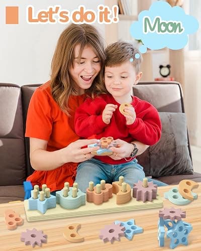 Tonberless Montessori Toys for 1 2 3 Year Old Boy Girl, Star Shaped Toys for Ages 2-4 Toddlers Kids Baby, 1 2 Year Old Boy Girl Birthday Gifts, Wooden Learning Puzzles Shape Sorter Toy for Toddlers - Star thumbnail 2