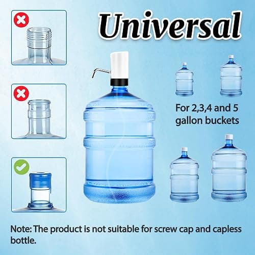 Water Table Pump, Portability Electric Water Pump with USB Data Cable,White Automatic Drinking Water Bottle Pump for Travel, Kitchen, Home, Office thumbnail 5