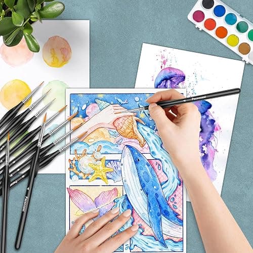 Pacocoast 12Pcs Detail Paint Brushes Set for Miniature Fine Art Painting | Triangular handles for acrylic, watercolor & oil paints. Great for crafts, models, figurines, face paint & paint-by-number thumbnail 2