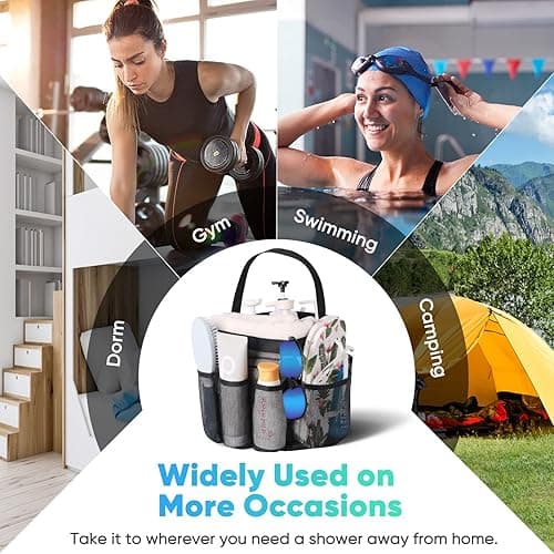 Eudele Mesh Shower Caddy Portable for College Dorm Room Essentials, 8-Pocket Large Capacity Shower Bag for Beach, Swimming, Gym thumbnail 7