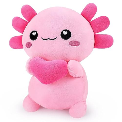 Achwishap Axolotl Plush,Axolotl Stuffed Animal Plush Toys,14” Salamander Plushies,Cute Plushies Soft Newt Plushy Kawaii Plushies Huggging Pillow,Cuddly Animal Body Pillow for Birthday(Pink) - Image 1