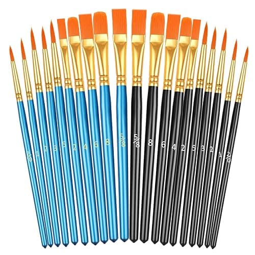 20 Pcs Paint Brushes, Acrylic Painting Brush Set, Watercolor Brushes, Acrylic Brushes for Oil Watercolor, Miniature Detailing, and Rock Painting - Image 1