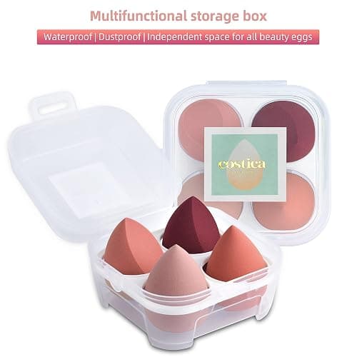 COSTICA Makeup Sponge Set Blender, Beauty Sponge Makeup Blender Flawless for Liquid - Multi Colored 4 pcs Rose Series thumbnail 7